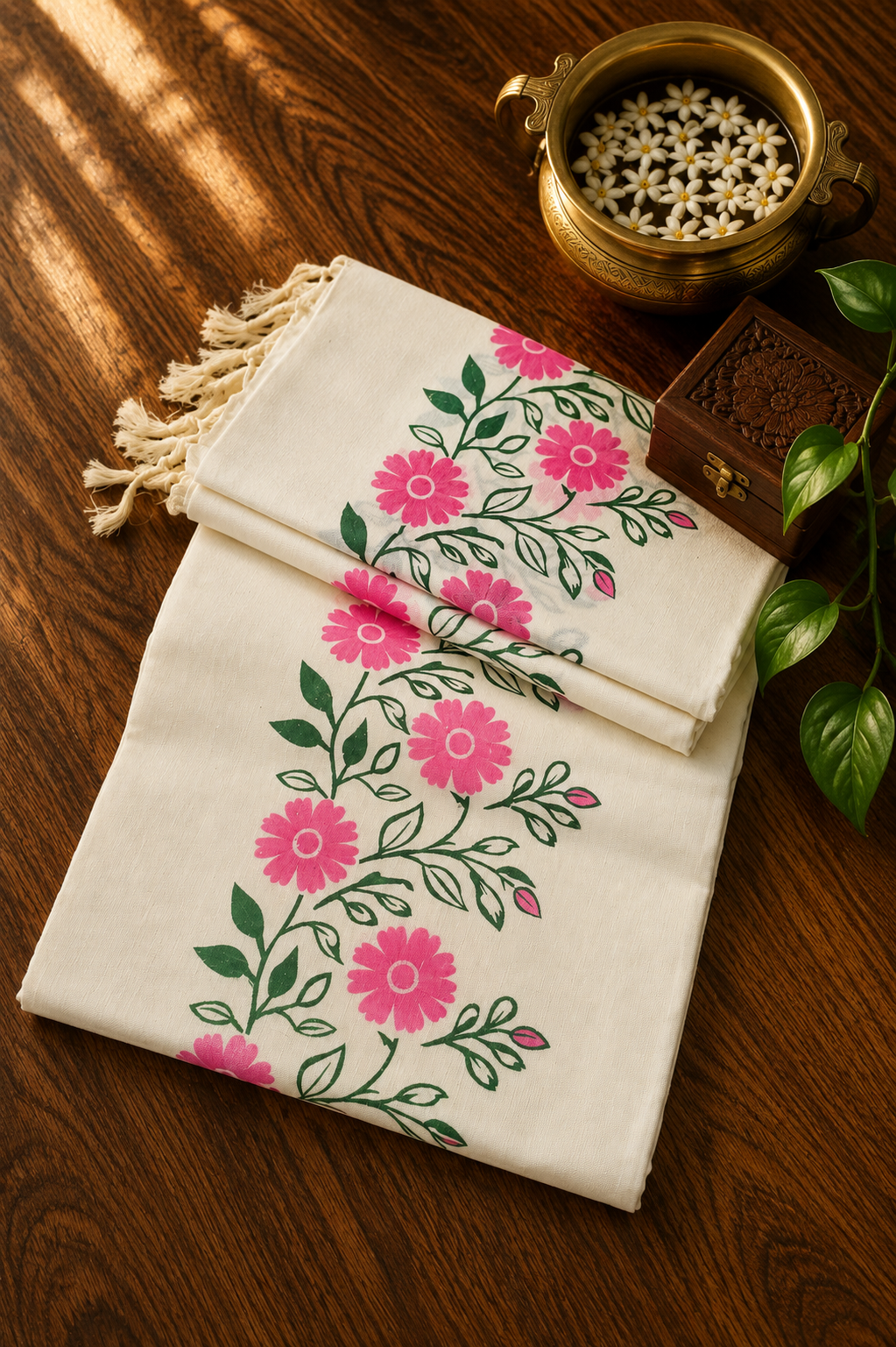 Floral Block Print Settu-Mundu 9