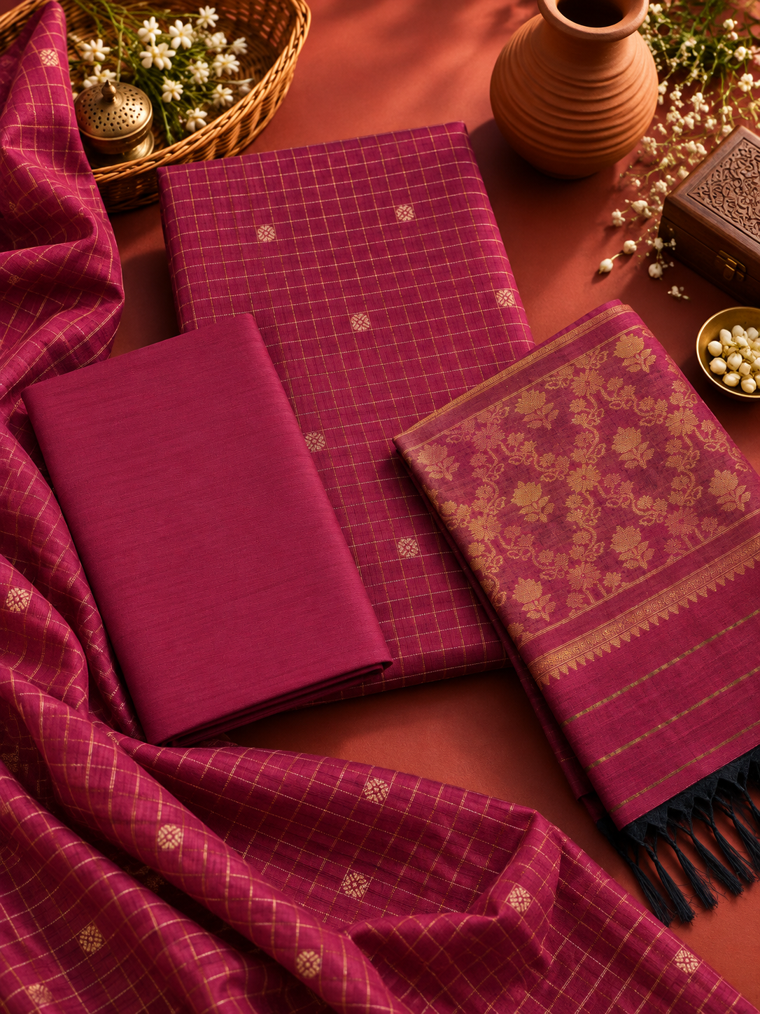 Magenta Silk Cotton Salwar Set