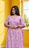 Nalini Sanganeri Cotton Kaftan Co-ord Set- Pastel Peach & Midnight Blue