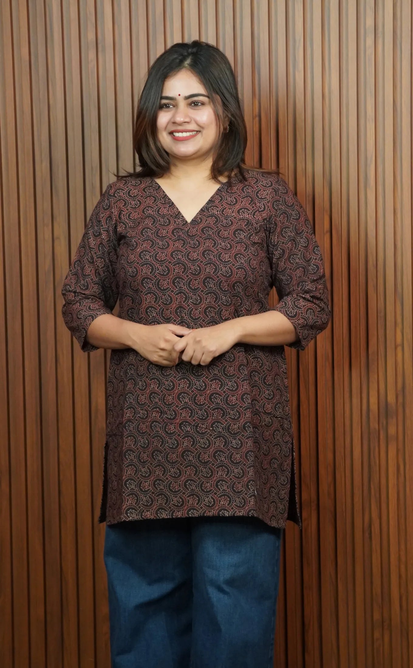 Mastani Oil Black Ajrakh Short Kurti