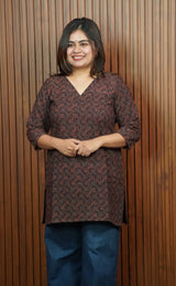 Mastani Oil Black Ajrakh Short Kurti