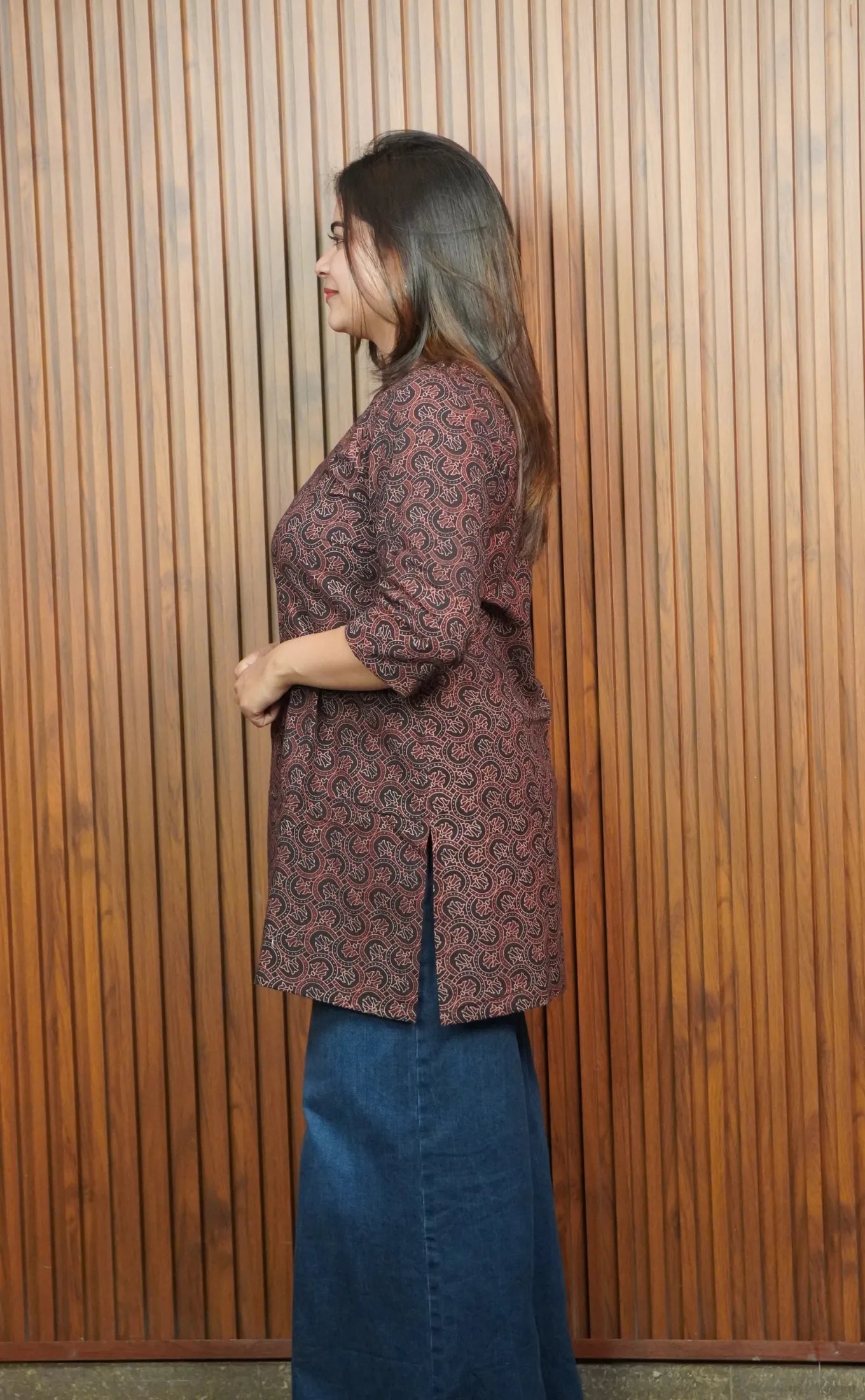 Mastani Oil Black Ajrakh Short Kurti