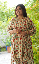 Lalita Sanganeri Cotton Co-ord Set - Vanilla