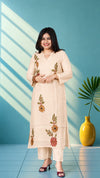 Mul chandery suit with thred work & sequence work - powder blue