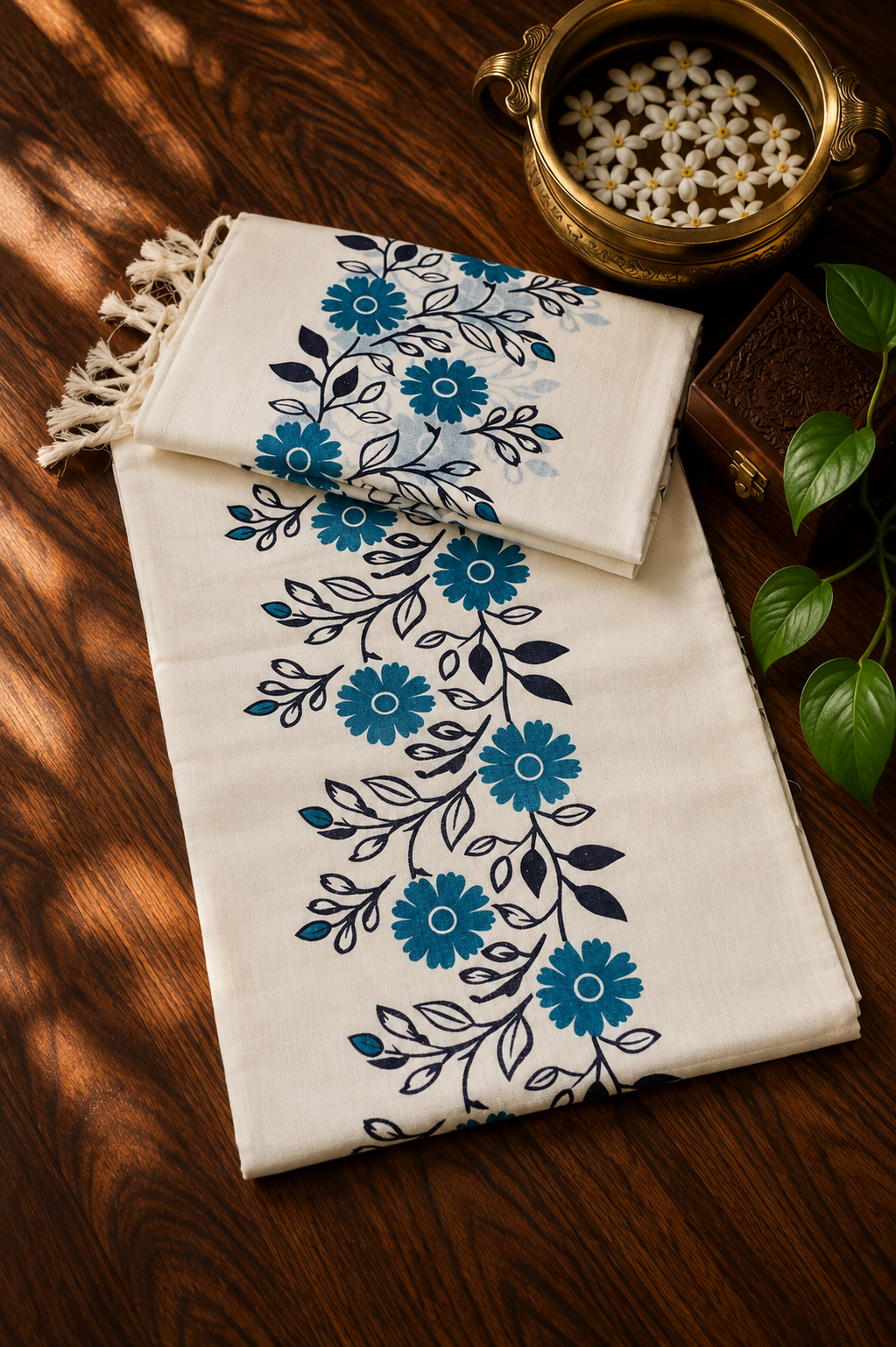 Floral Block Print Settu-Mundu 10