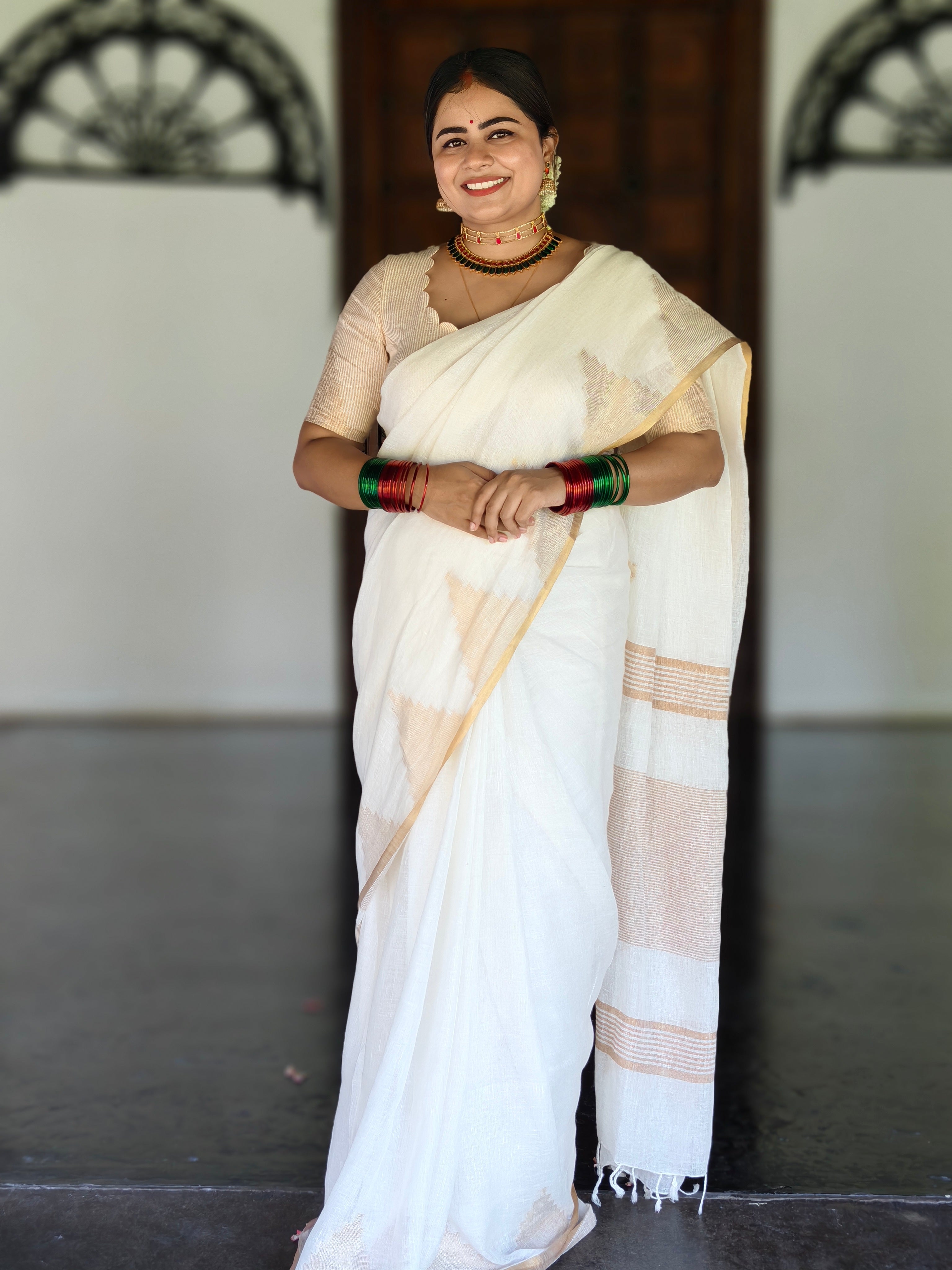 Onam Pure Linen Saree