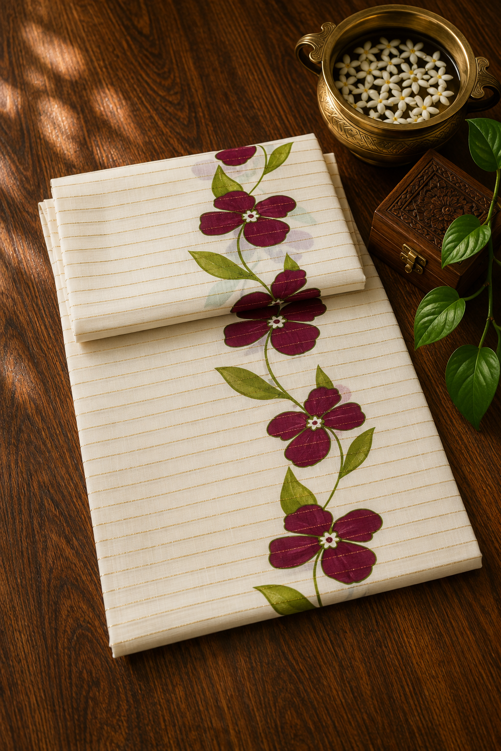 Floral Block Print Settu-Mundu 6