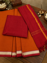 Orange Mangalagiri Unstitched Suit Set