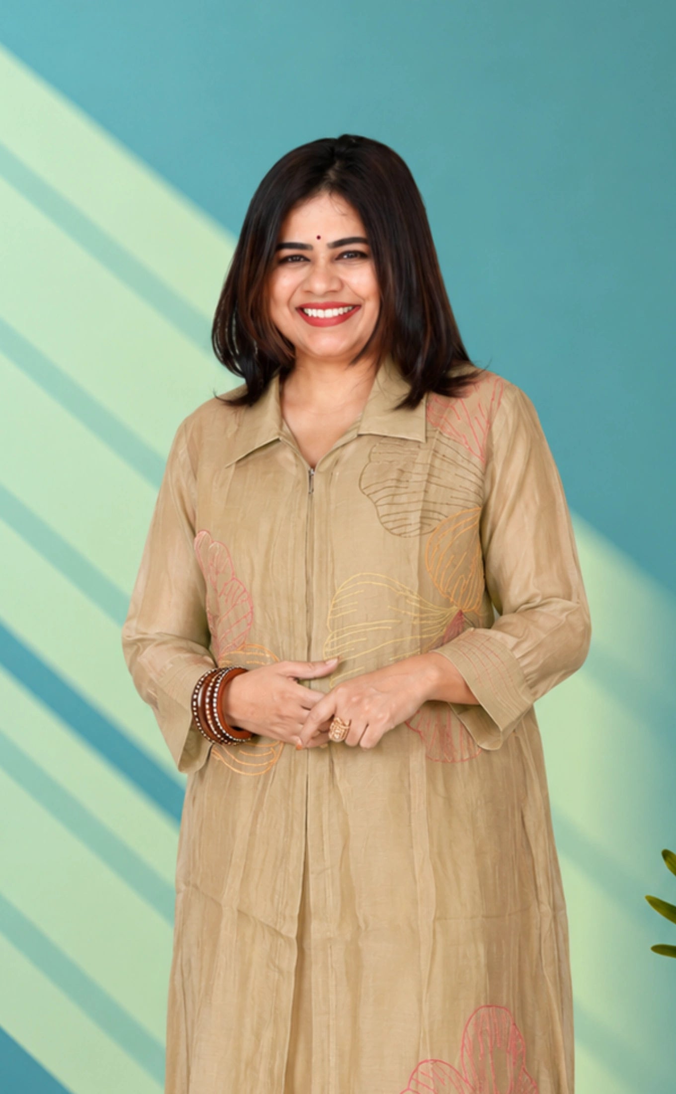 Mul chandery suit with thred work - Muted olive set
