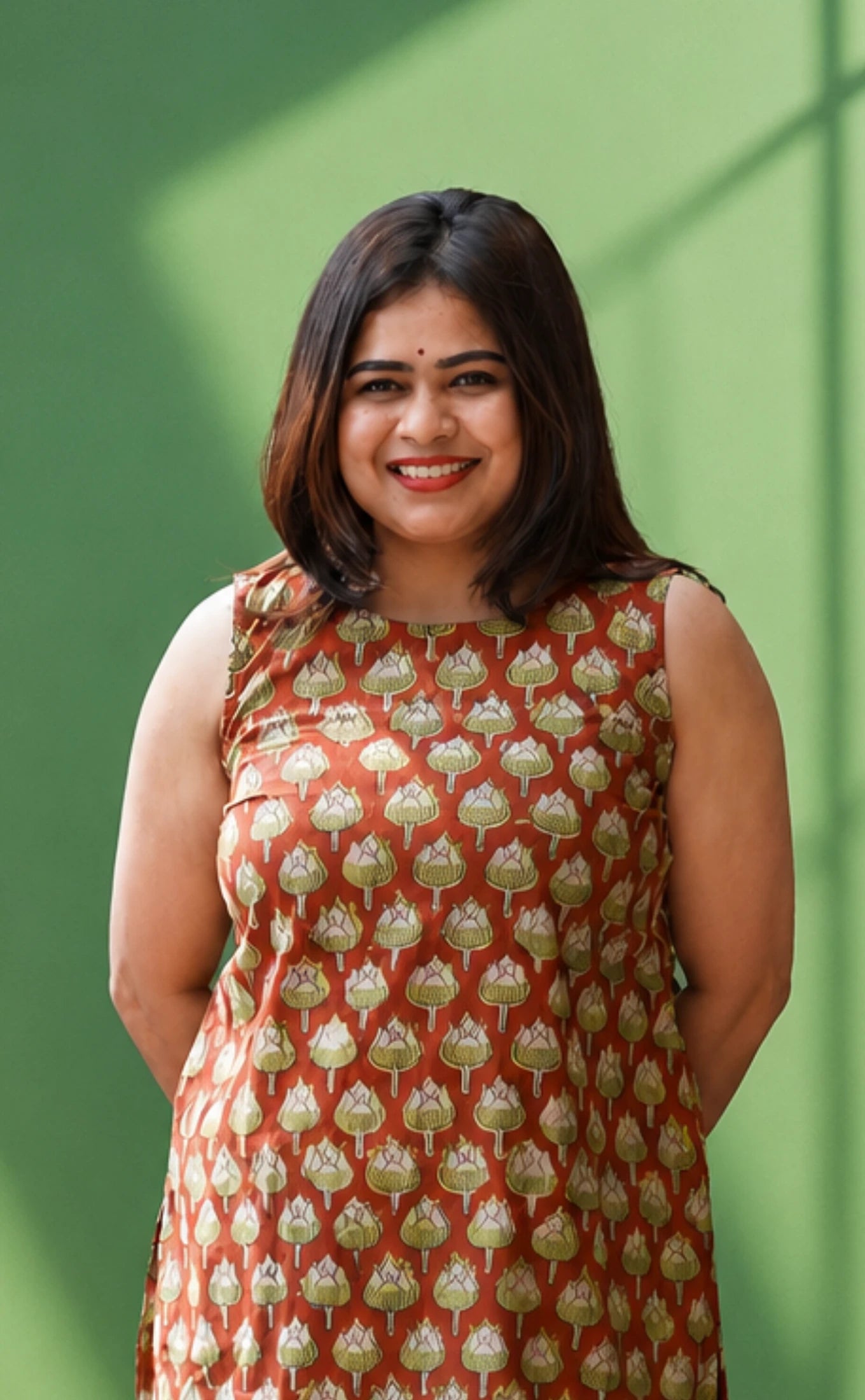 Padma Jahota Cotton Co-ord Set- Plum Red & Green