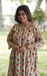Lalita Sanganeri Cotton Co-ord Set - Vanilla