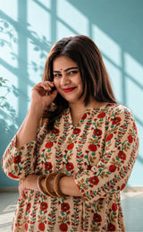 Lalita Sanganeri Cotton Co-ord Set - Vanilla