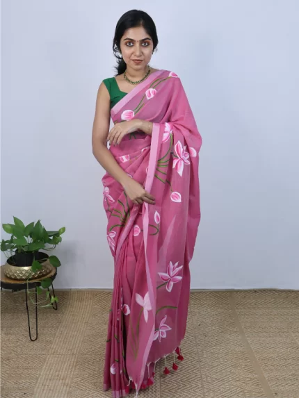 Pink taamarai saree