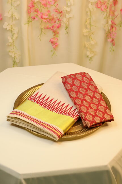 Maroon Tissue Temple Kerala Saree