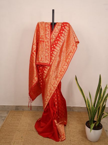 Chilly Red Semi-Dharmavaram Silk Saree