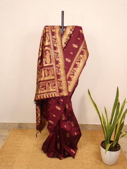 Maroon Balucheri Silk Saree