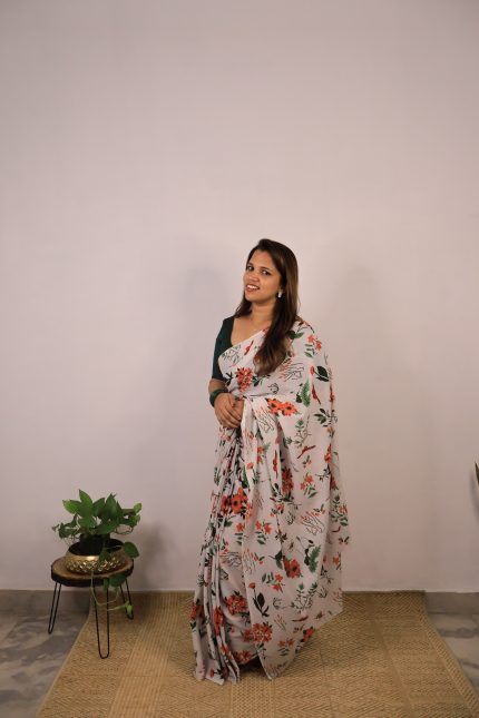 Floral Jaipuri Kahani Saree