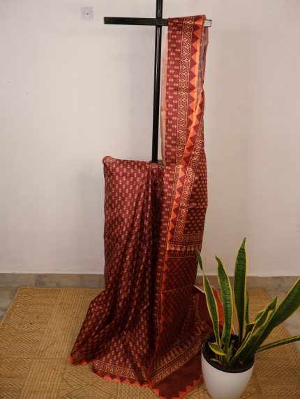 Maroon Semi-Kota Saree