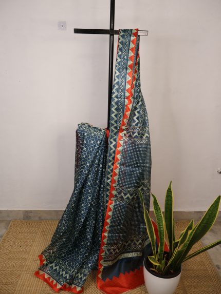 Navy Blue Semi-Kota Saree
