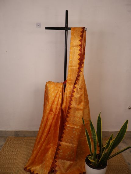 Mustard Yellow Semi-Kota Saree