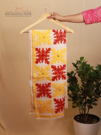 Red and Yellow Semi Kota Saree
