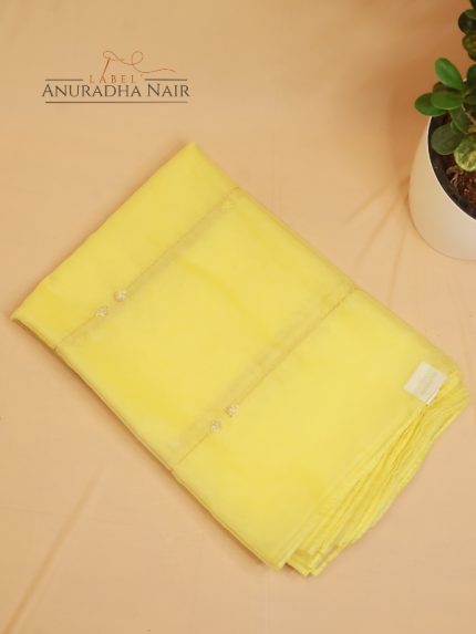 Lemon Yellow Organza Saree